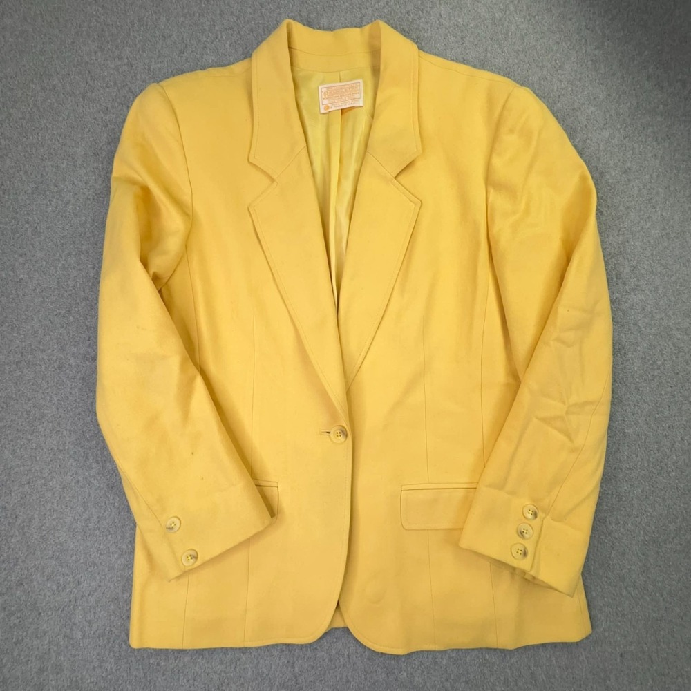 VTG 80s Pendleton Blazer Butter Yellow Virgin Wool Women's 8 Corpcore Preppy USA